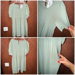 Jodifl Sage Green Puff Sleeve Dress